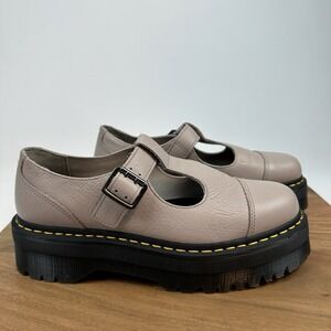 New Womens Dr Martens Bethan T-Bar Vintage Taupe Platform Shoes Oxfords Size 10